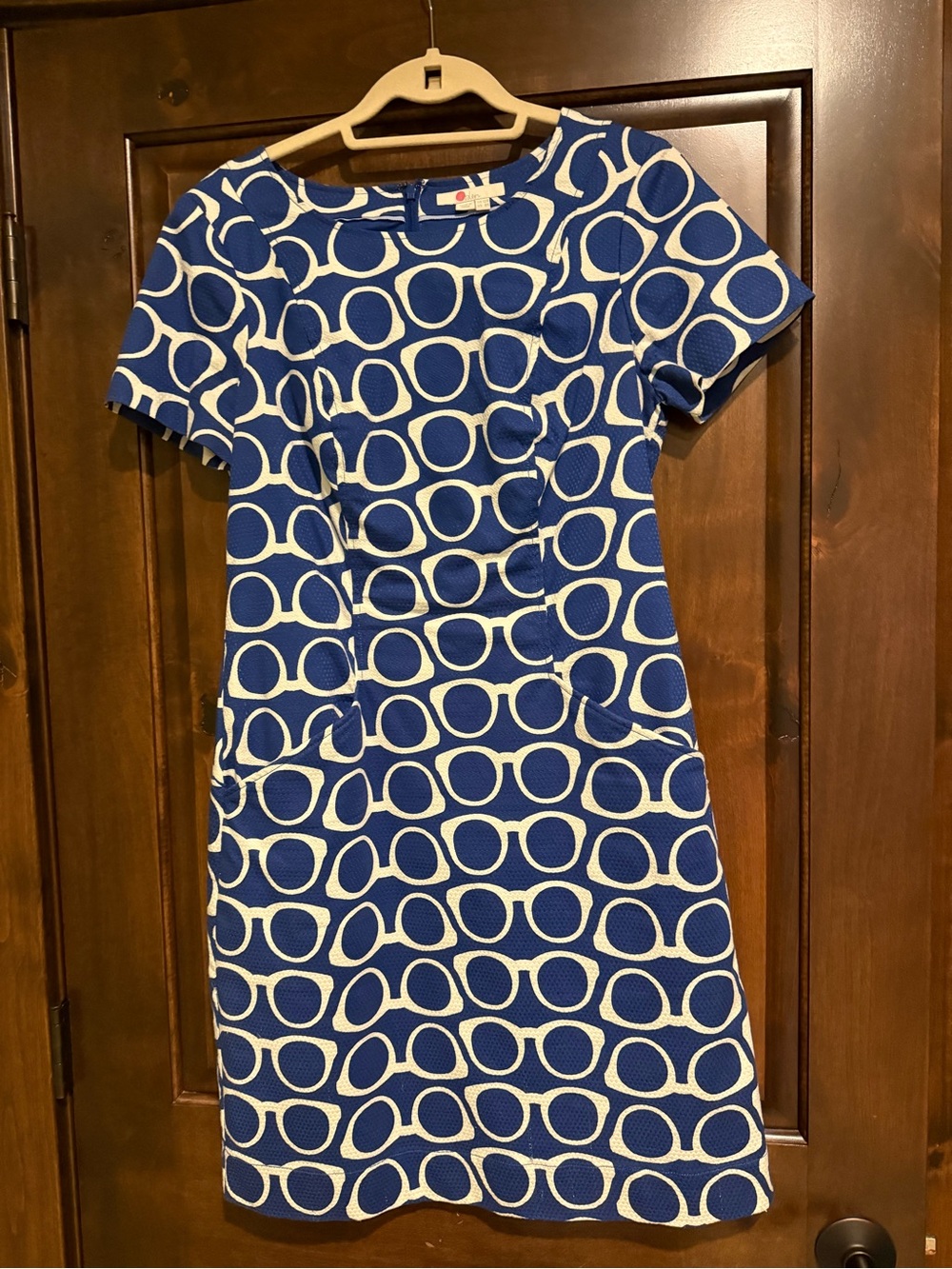 Boden Blue and White Geometric Short Sleeve Dress